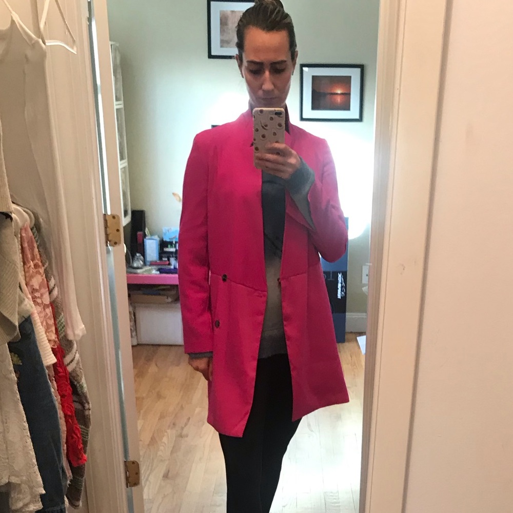 Women’s long pink blazer top shop